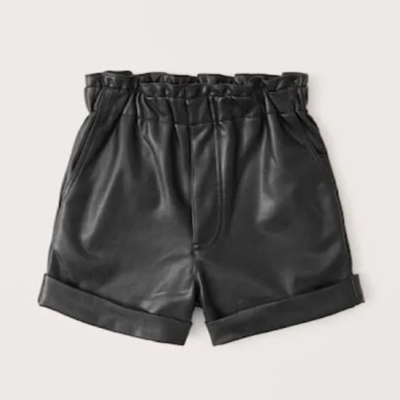 Abercrombie & Fitch Faux Leather Paper Bag High Waist Shorts - Picture 1 of 3